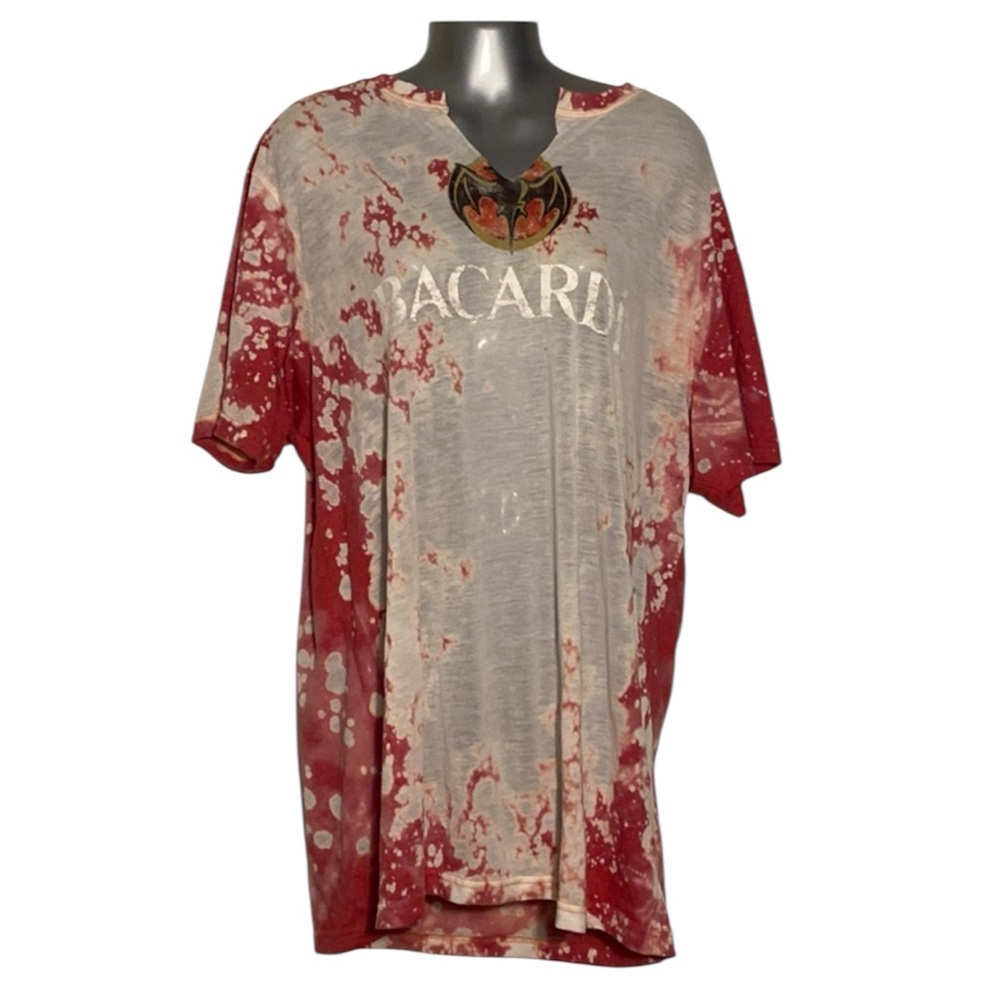 Tie-Dye Red and White Bacardi Shirt XL